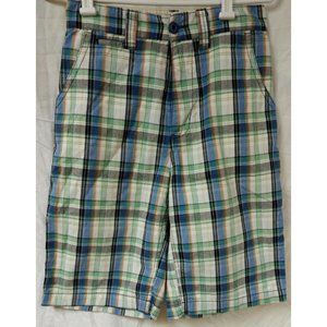 OTB One Tough Brand Boys 16 Multicolor Plaid Chino Khaki Shorts 11" Inseam